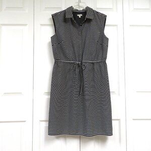 Talbots 12 Black & White Stripe Sleeveless Sheath Dress